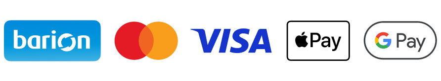 Biztonságos fizetés: Barion, Mastercard, Visa, Apple Pay, Google Pay